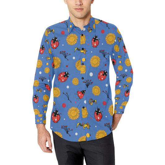 Ladybug Pattern Print Design 05 Men's Long Sleeve Shirt