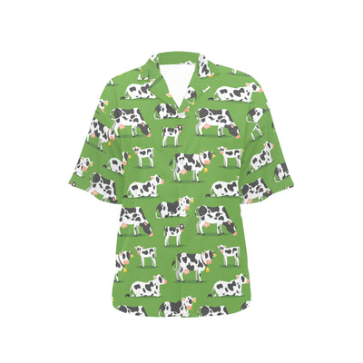 Cow Happy Print Pattern Women's Hawaiian Shirt