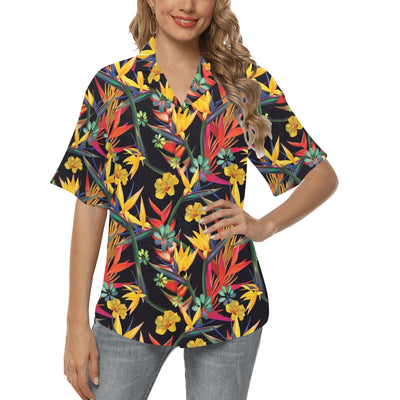 Bird Of Paradise Pattern Print Design BOP016 Women's Hawaiian Shirt