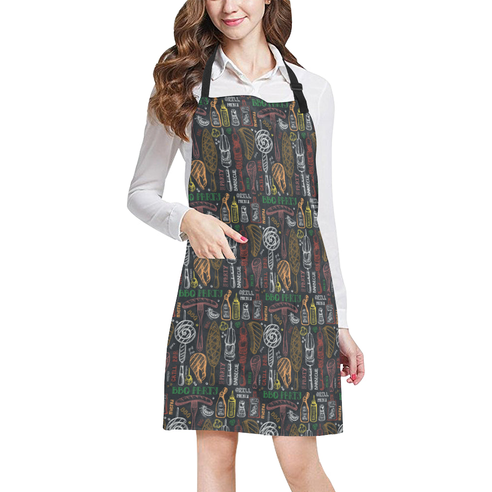 Barbecue Pattern Print Design 03 Apron with Pocket