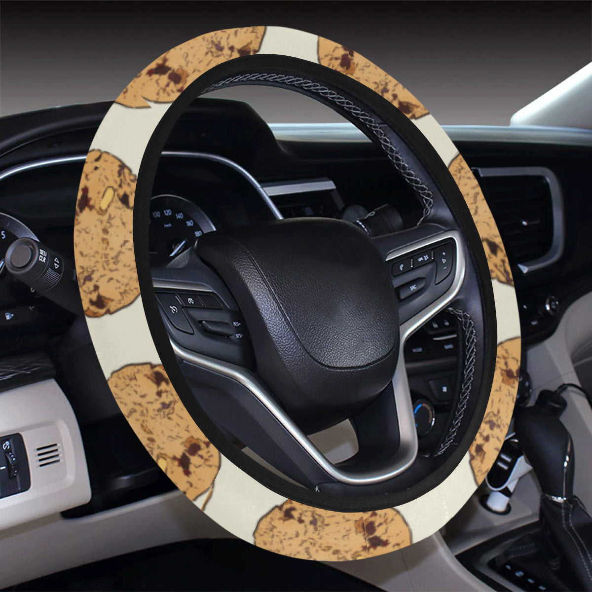Cookie Pattern Print Design 05 Steering Wheel Cover with Elastic Edge