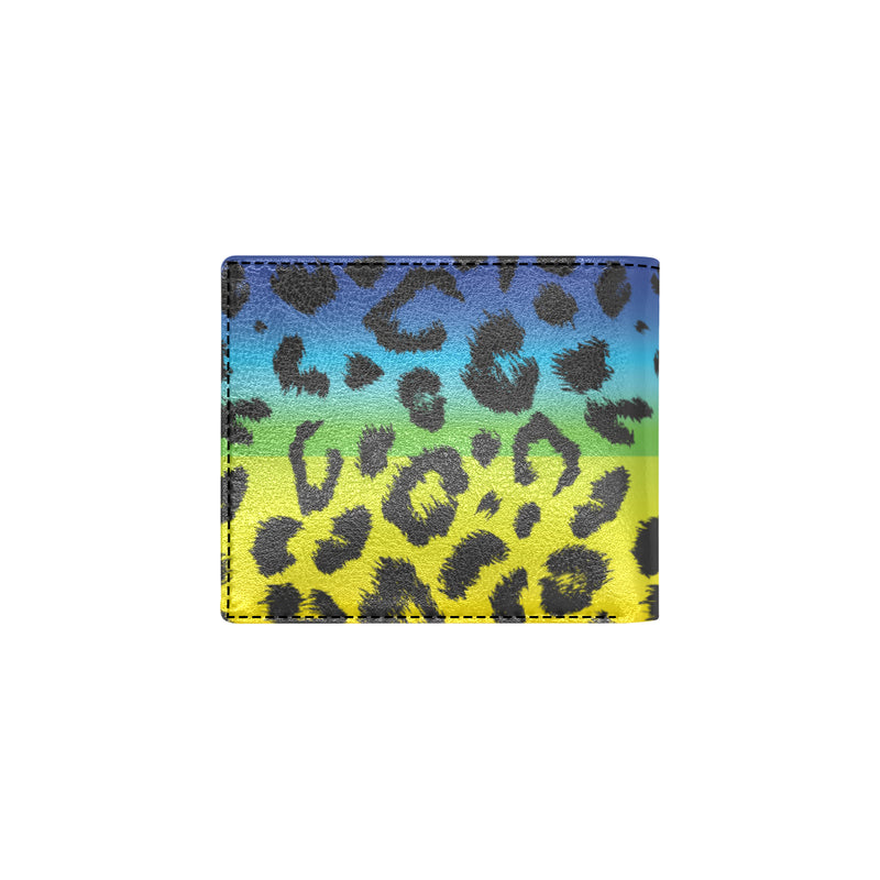 Rainbow Leopard Pattern Print Design A01 Men's ID Card Wallet