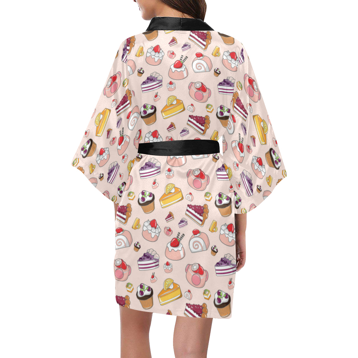 Cake Pattern Print Design 01 Women's Short Kimono