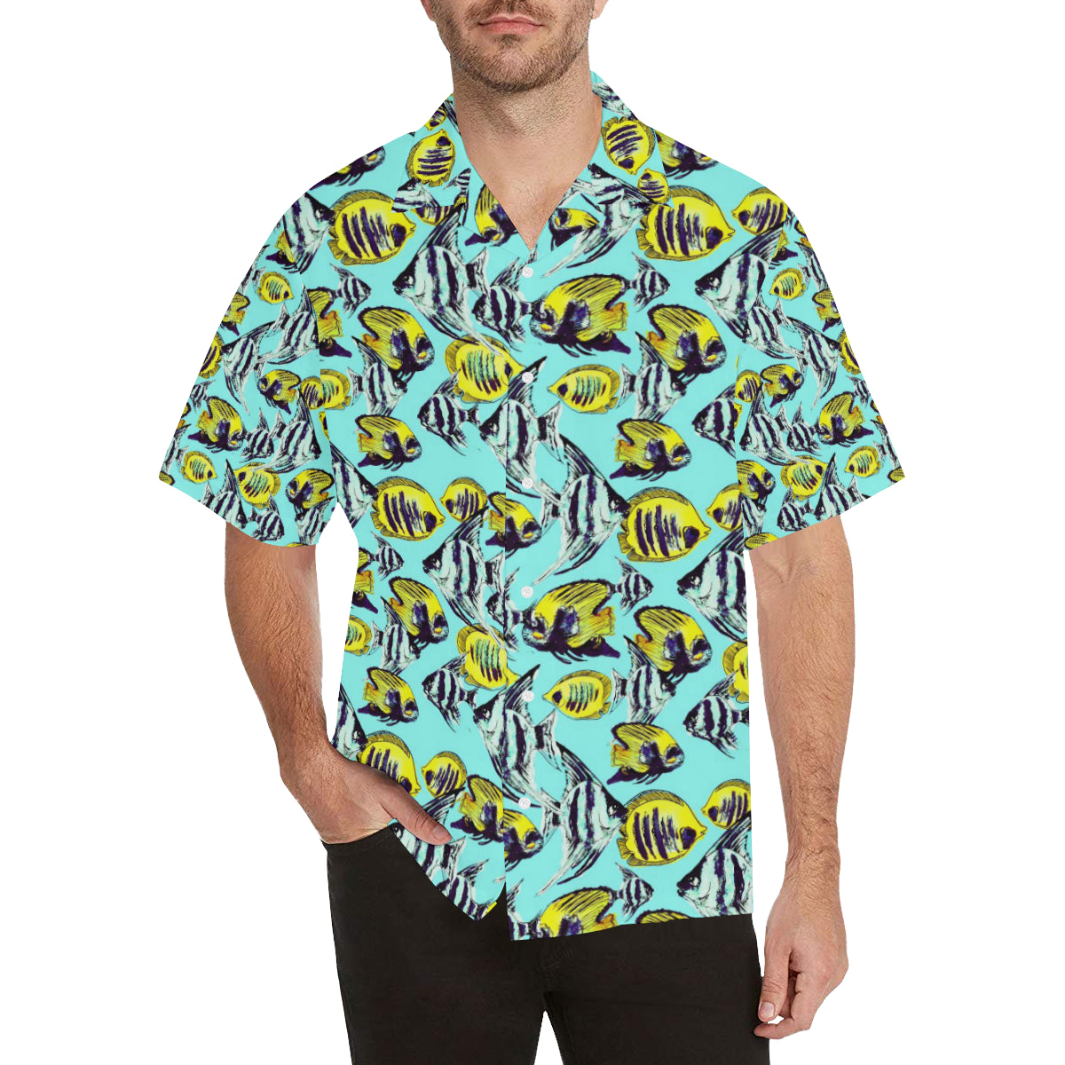 Angelfish Pattern Print Design 02 Men's Hawaiian Shirt