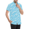 Ocean Wave Pattern Print Design A01 Men's Short Sleeve Button Up Shirt