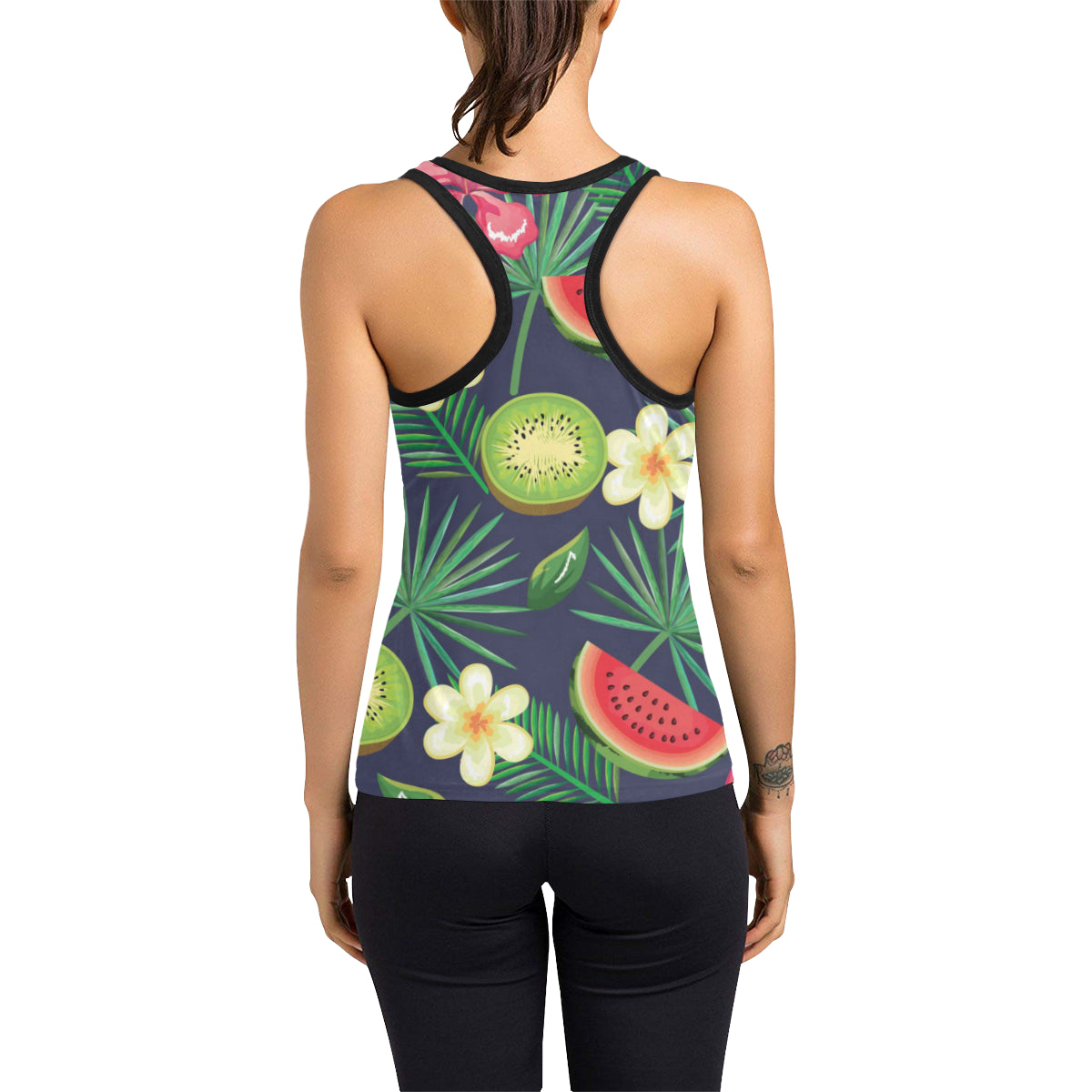 Tropical Fruits Pattern Print Design TF05 Women's Racerback Tank Top