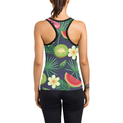 Tropical Fruits Pattern Print Design TF05 Women's Racerback Tank Top