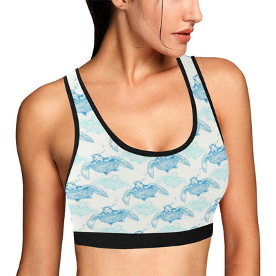 Sea Turtle Pattern Print Design T01 Sports Bra