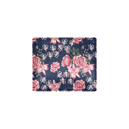 Rose Pattern Print Design A05 Men's ID Card Wallet