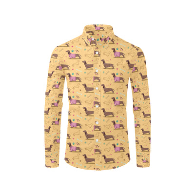 Dachshund Pattern Print Design 07 Men's Long Sleeve Shirt