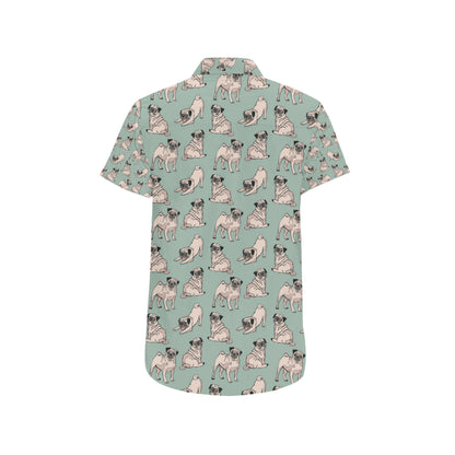 Pug Pattern Print Design A01 Men's Short Sleeve Button Up Shirt