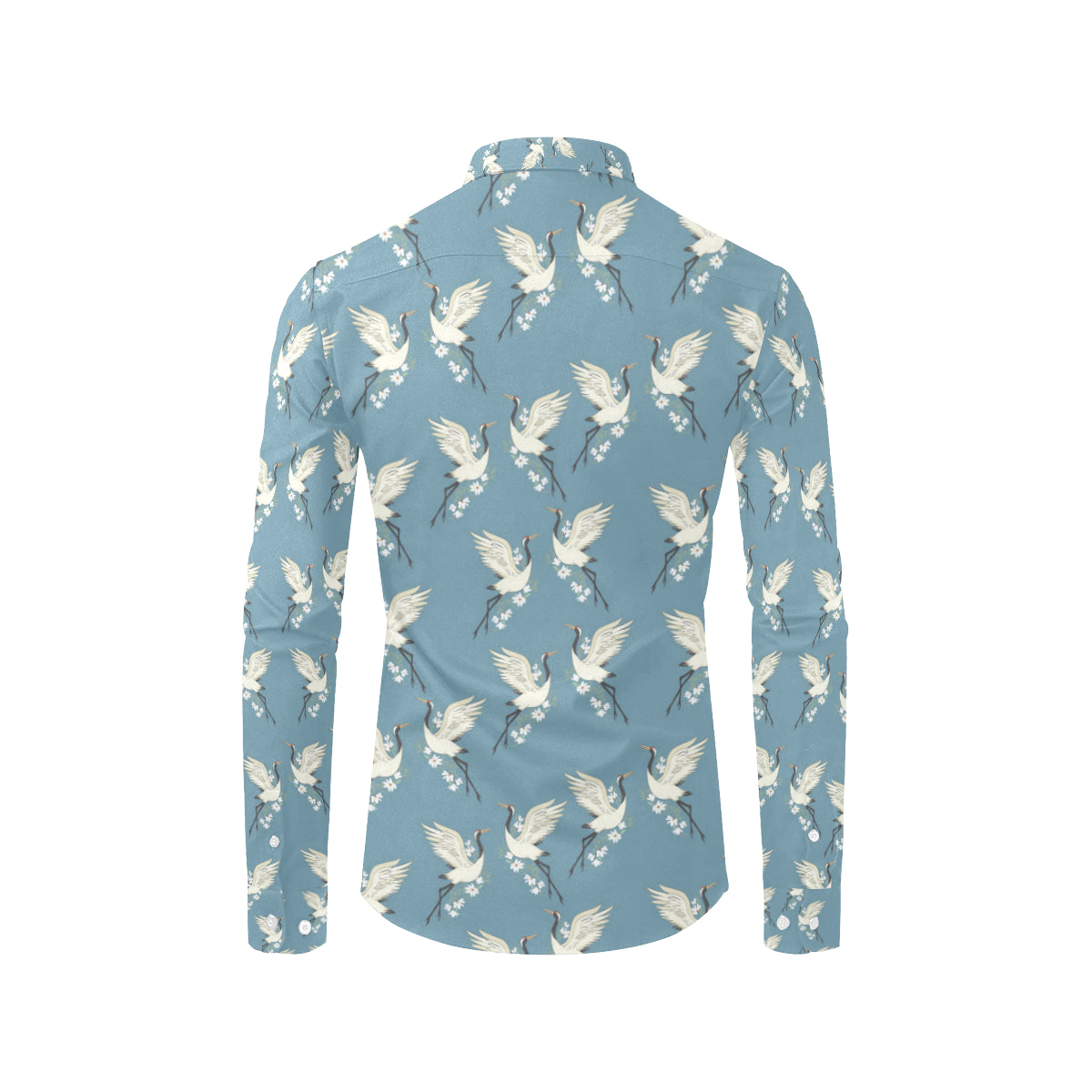 Crane Pattern Print Design 05 Men's Long Sleeve Shirt