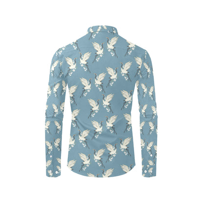 Crane Pattern Print Design 05 Men's Long Sleeve Shirt
