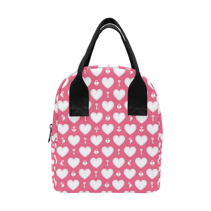 Heart Key Pattern Print Design HE09 Insulated Lunch Bag