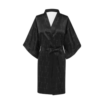 Black Cat Pattern Print Design 03 Women's Short Kimono