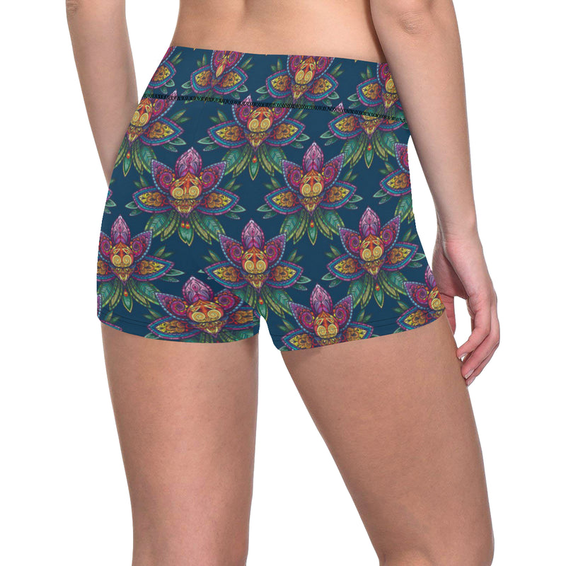 lotus Boho Pattern Print Design LO04 Yoga Shorts