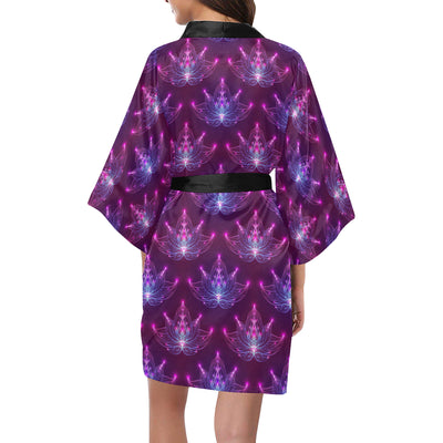 lotus Pattern Print Design LO01 Women Kimono Robe