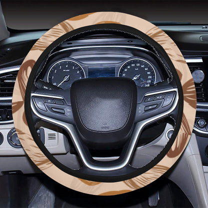 Almond Pattern Print Design 02 Steering Wheel Cover with Elastic Edge