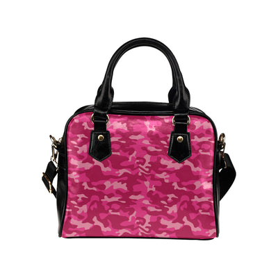 Camo Pink Pattern Print Design 01 Shoulder Handbag