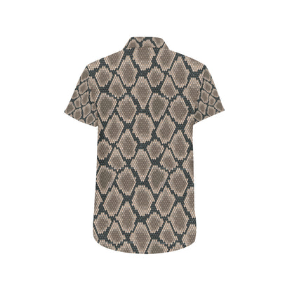 Snake Skin Design Print Men's Short Sleeve Button Up Shirt