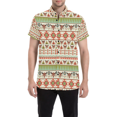 American indian Ethnic Pattern Men's Short Sleeve Button Up Shirt