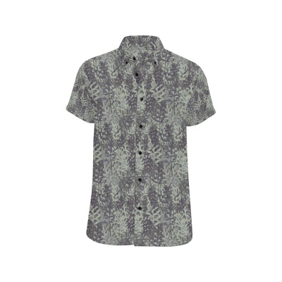 Camouflage Fern Pattern Print Design 05 Men's Short Sleeve Button Up Shirt