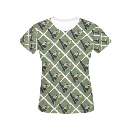 Snowboard Man Print Design LKS302 Women's  T-shirt