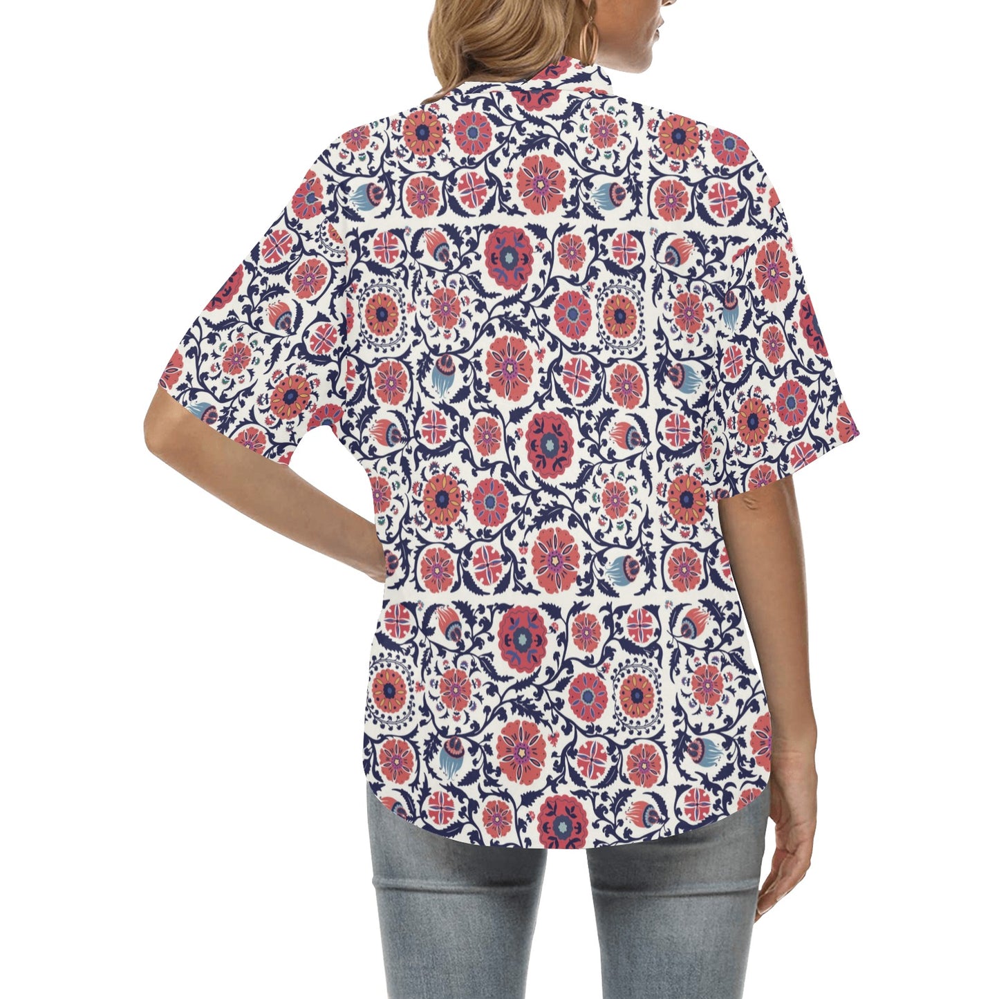 Suzani Print Design LKS304 Women's Hawaiian Shirt