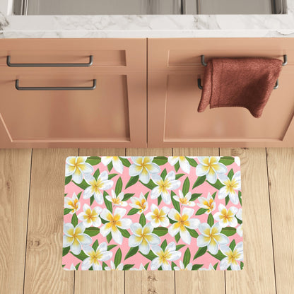 White Plumeria Pattern Print Design PM011 Kitchen Mat