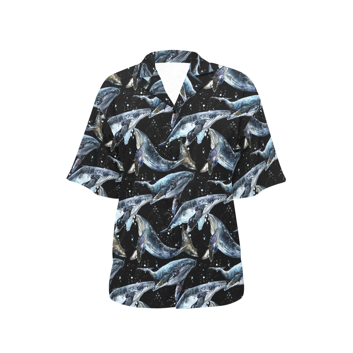 Humpback Whale Pattern Print Design 01 Women's Hawaiian Shirt