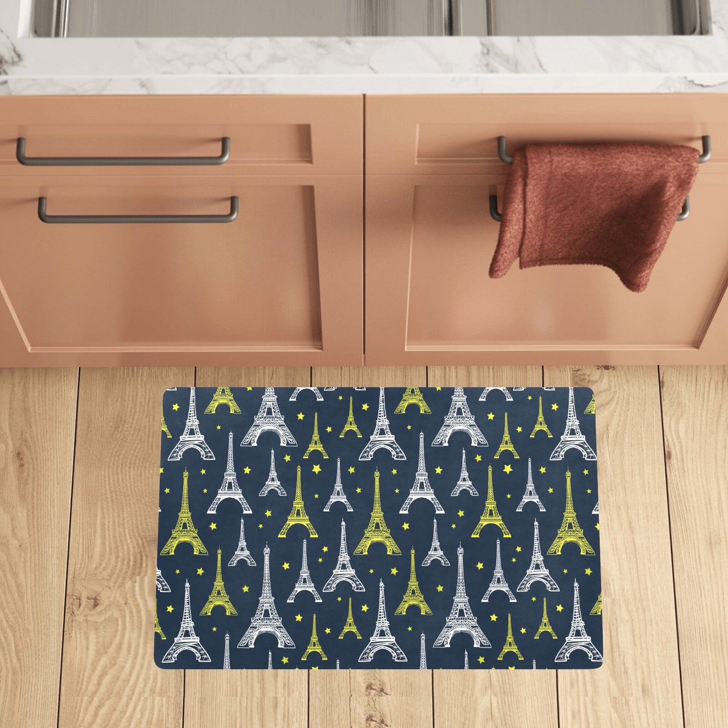 Eiffel Tower Star Print Kitchen Mat