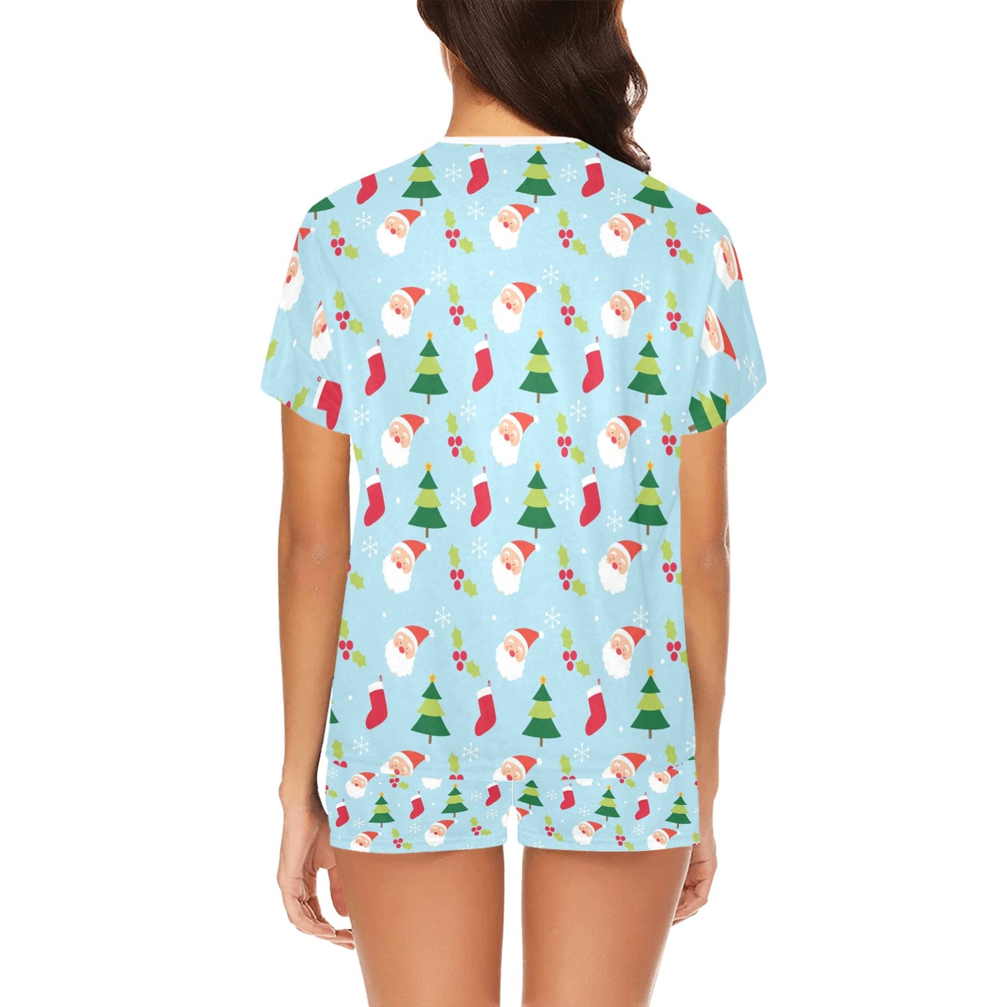 Santa Themed Print Design LKS301 Women's Short Pajama Set