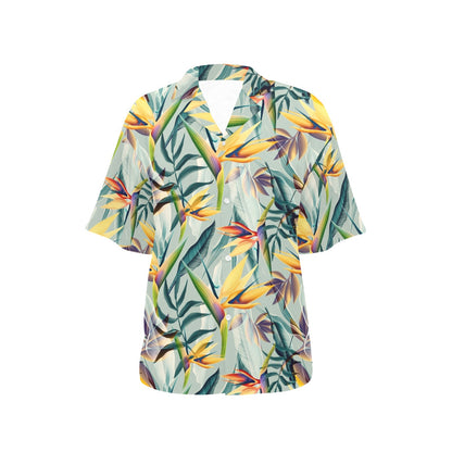 Tropical Flower Pattern Print Design TF022 Women's Hawaiian Shirt