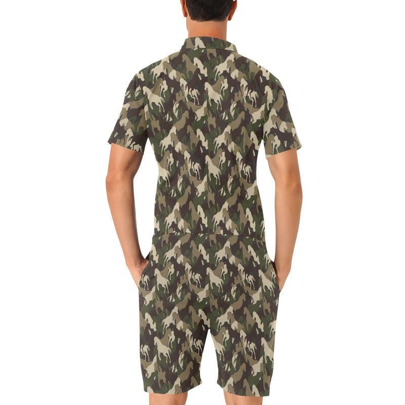 Horse Camo Themed Design Print Men's Romper