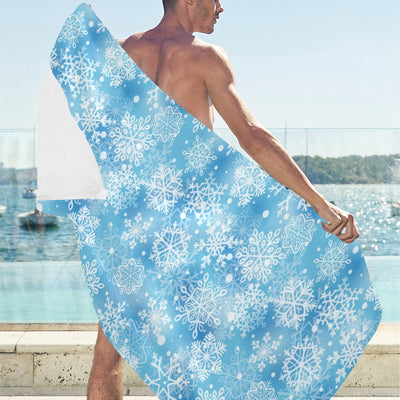 Snowflake Blue Print Design LKS301 Beach Towel 32" x 71"