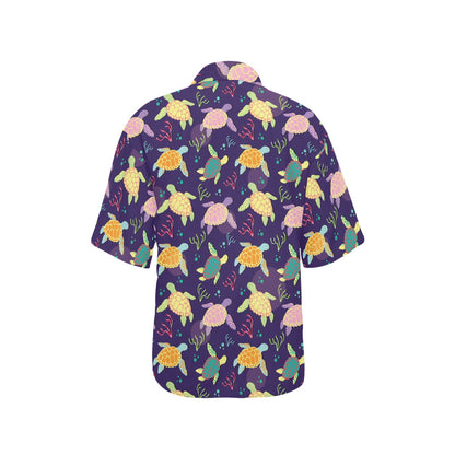 Sea Turtle Color Smile Women's Hawaiian Shirt