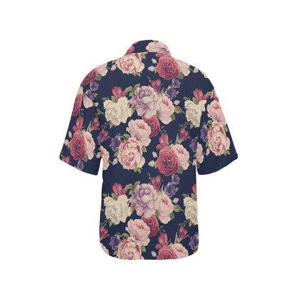 Peony Pattern Print Design PE03 Women's Hawaiian Shirt
