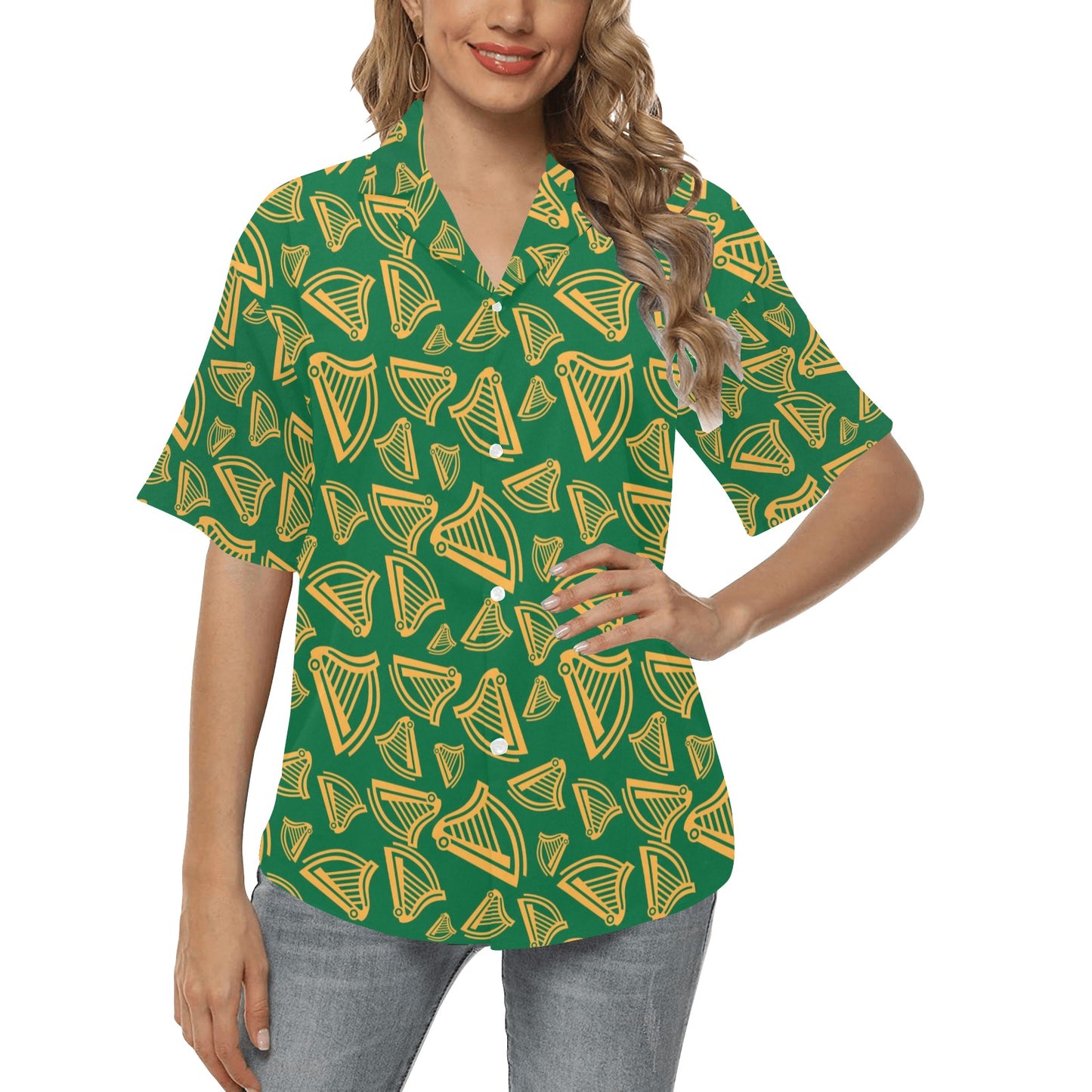 Harp Pattern Print Design 03 Women's Hawaiian Shirt