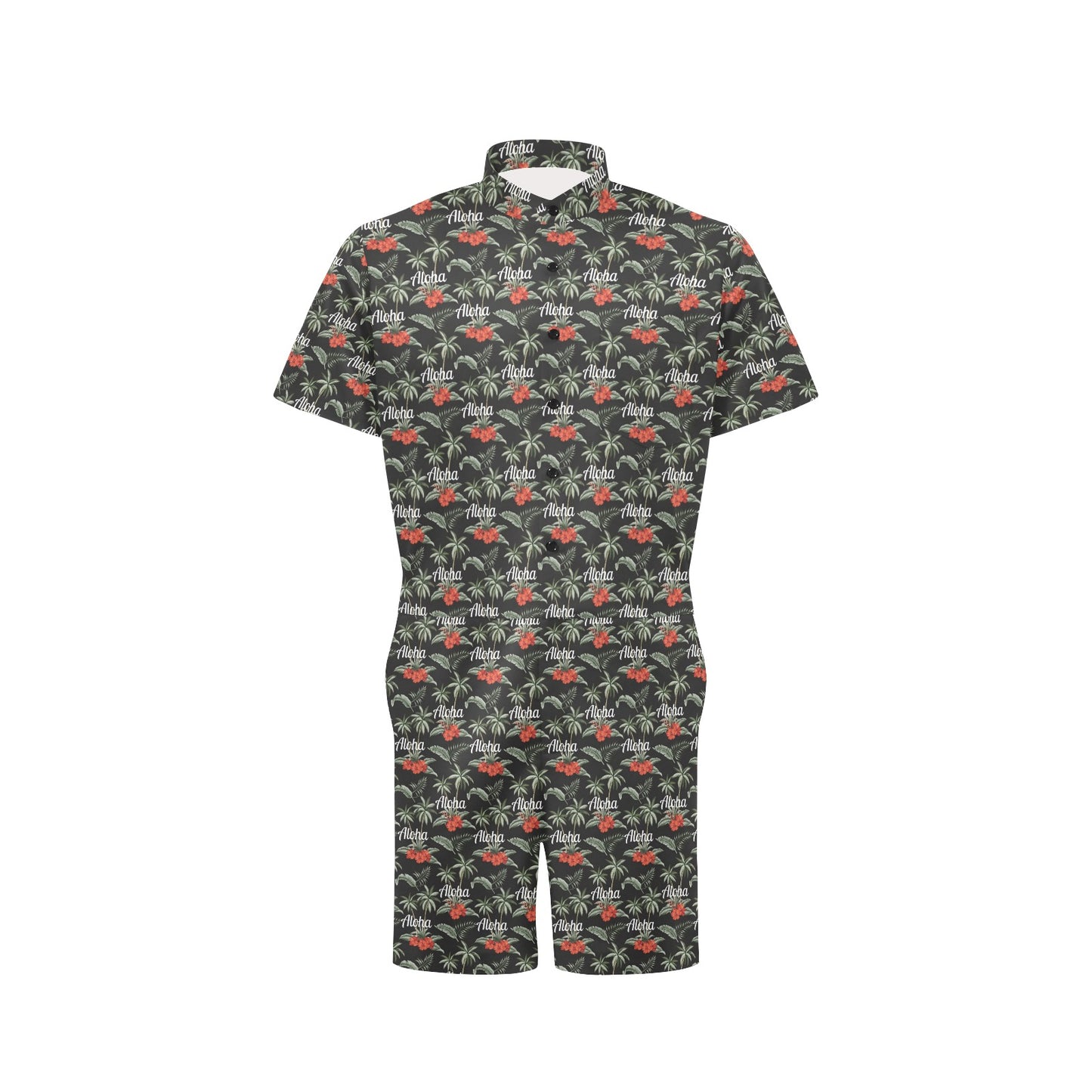 Aloha Palm Tree Design Themed Print Men's Romper