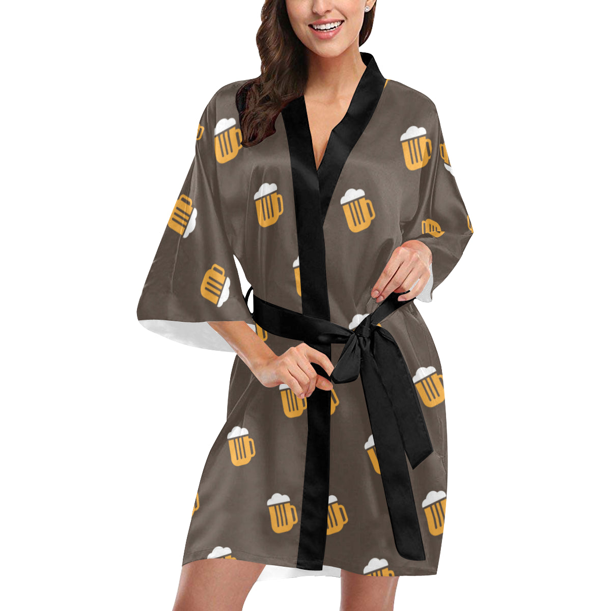 Beer Pattern Print Design 01 Women's Short Kimono