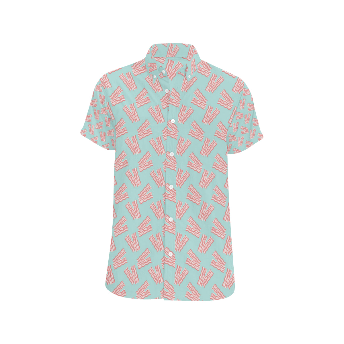 Bacon Pattern Print Design 04 Men's Short Sleeve Button Up Shirt