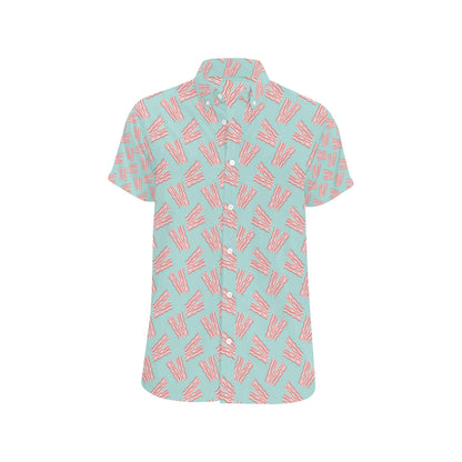 Bacon Pattern Print Design 04 Men's Short Sleeve Button Up Shirt