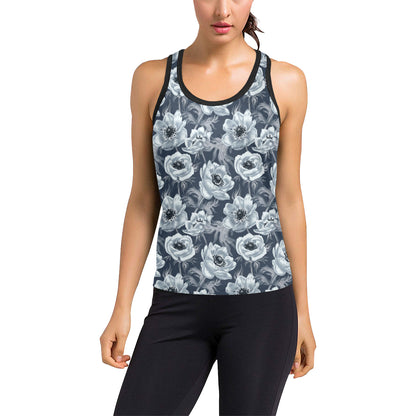 Anemone Pattern Print Design AM09 Women's Racerback Tank Top