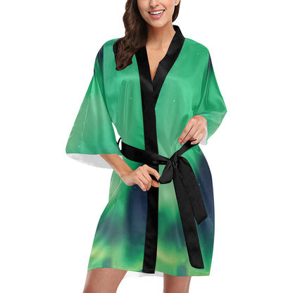 Aurora Borealis Pattern Print Design 04 Women's Short Kimono