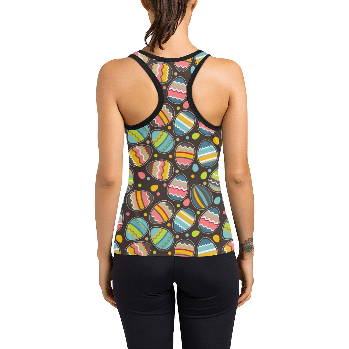 Easter Eggs Pattern Print Design RB03 Women's Racerback Tank Top