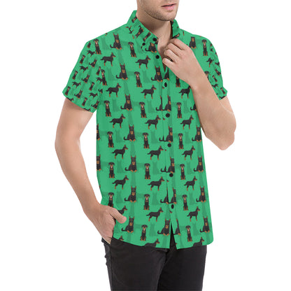 Beauceron Pattern Print Design 01 Men's Short Sleeve Button Up Shirt