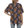 Tiger Head Floral Women's Hawaiian Shirt