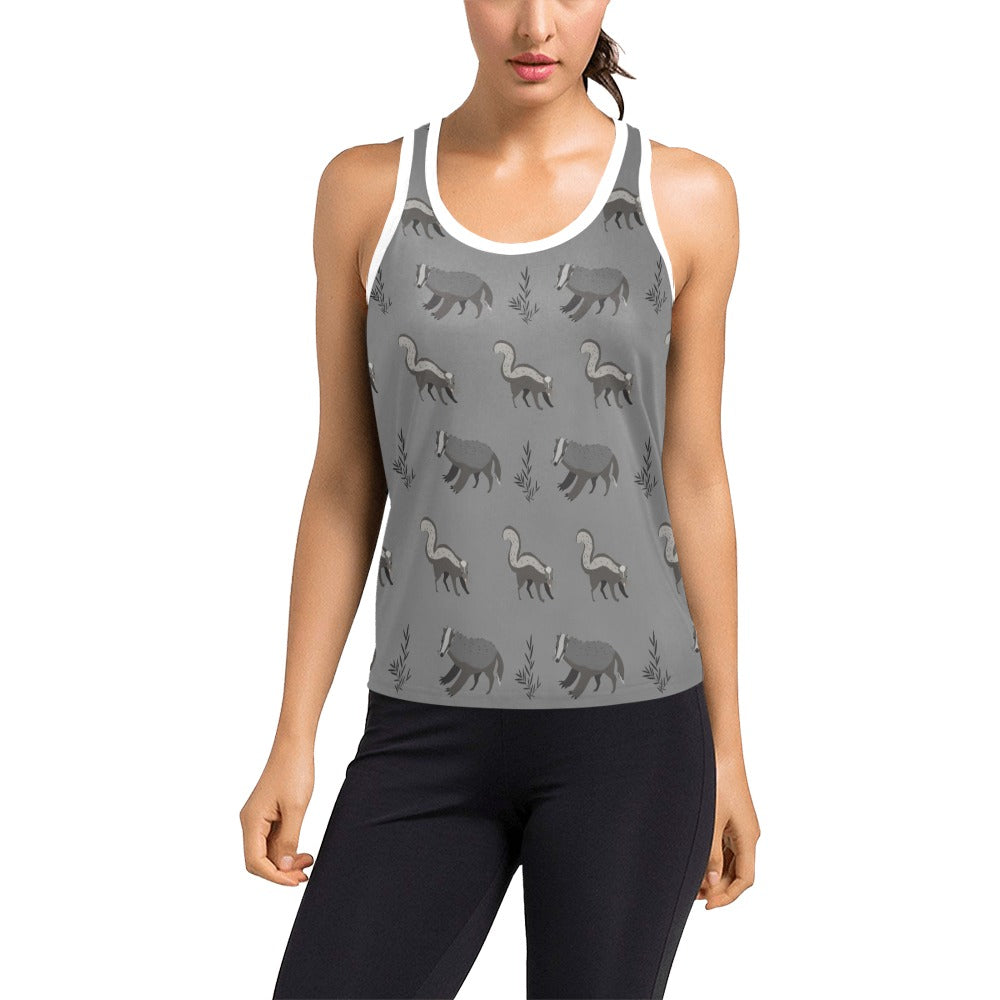 Skunk Print Design LKS301 Women's Racerback Tank Top