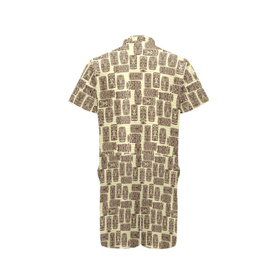 Tiki Brown Mask Print Men's Romper