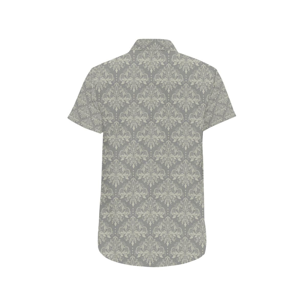 Damask Grey Elegant Print Pattern Men's Short Sleeve Button Up Shirt